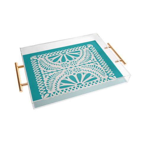Natalie Baca Fiesta De Flores in Turquoise Acrylic Tray