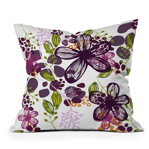 Natalie Baca Floral In Plum Outdoor Throw Pillow