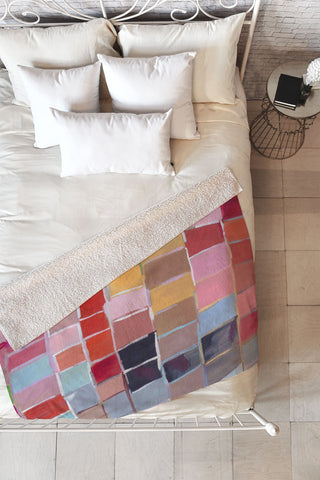 Natalie Baca Golden Mosaic Fleece Throw Blanket