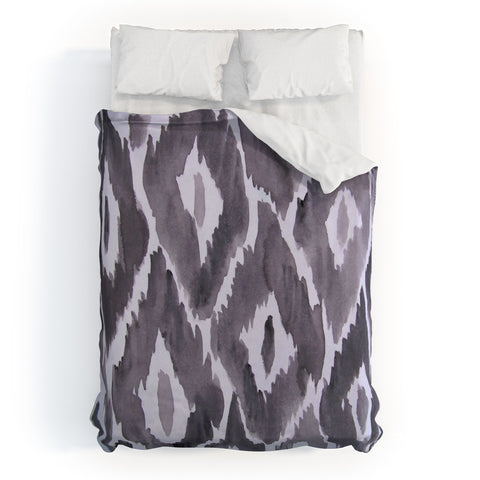 Natalie Baca Painterly Ikat in Black Duvet Cover