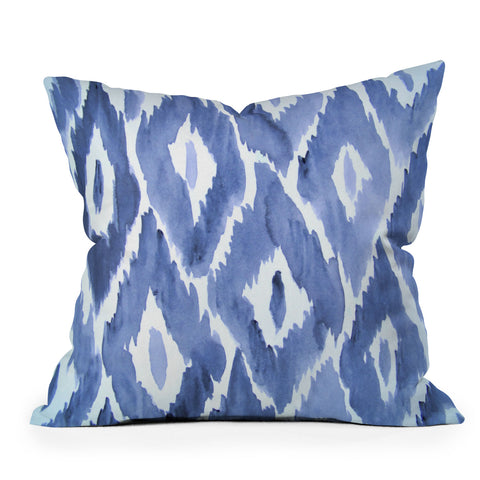 Natalie Baca Painterly Ikat in Indigo Outdoor Throw Pillow