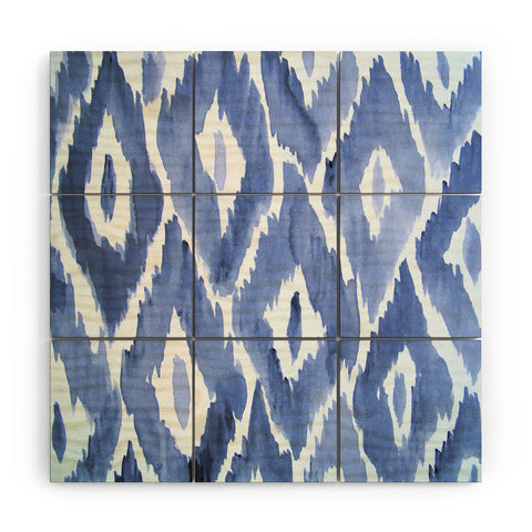 Natalie Baca Painterly Ikat in Indigo Wood Wall Mural