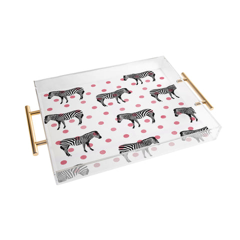 Natalie Baca Polka Dots And Stripes Acrylic Tray