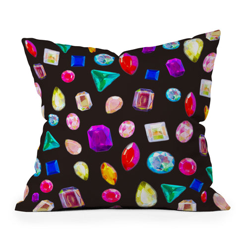 Natalie Baca Rhinestone Reverie In Black Outdoor Throw Pillow