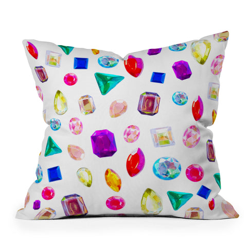 Natalie Baca Rhinestone Reverie In White Outdoor Throw Pillow