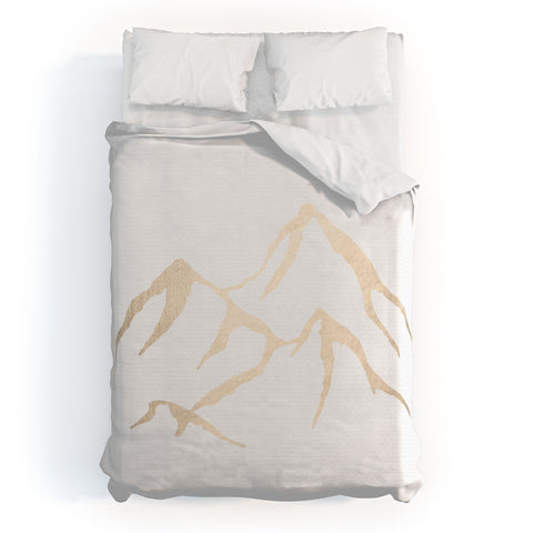 Nature Magick Adventure White Gold Mountains Duvet Cover
