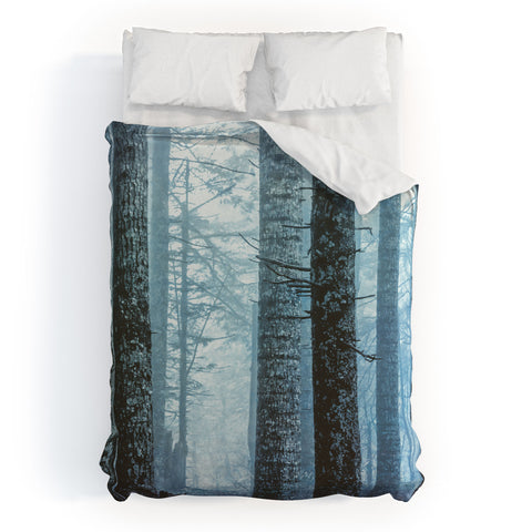 Nature Magick Blue Wanderlust Forest Fog Duvet Cover