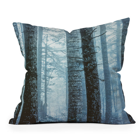 Nature Magick Blue Wanderlust Forest Fog Outdoor Throw Pillow