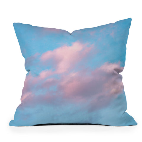 Nature Magick Cotton Candy Sky Teal Outdoor Throw Pillow