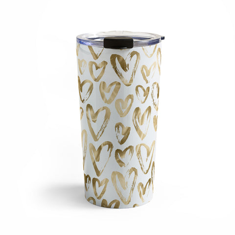 Nature Magick Gold Love Hearts Pattern Travel Mug