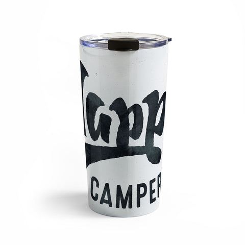Nature Magick HAPPY CAMPER Black and White R Travel Mug