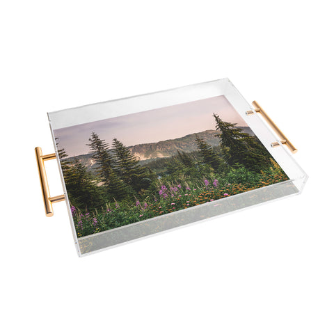Nature Magick Mount Rainier Wildflower Adventure National Park Wanderlust Acrylic Tray