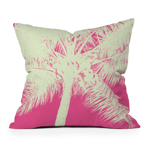 Nature Magick Palm Tree Summer Beach Pink Outdoor Throw Pillow