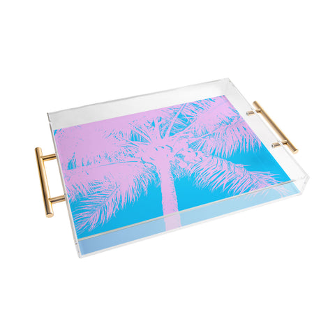Nature Magick Palm Tree Summer Beach Teal Acrylic Tray