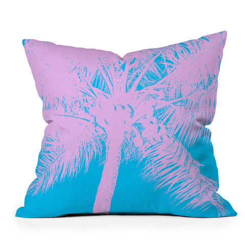 Nature Magick Palm Tree Summer Beach Teal Outdoor Throw Pillow