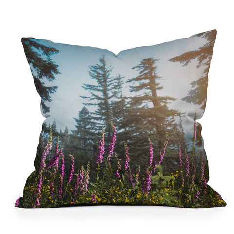 Nature Magick Pink Wildflower Forest Love Outdoor Throw Pillow