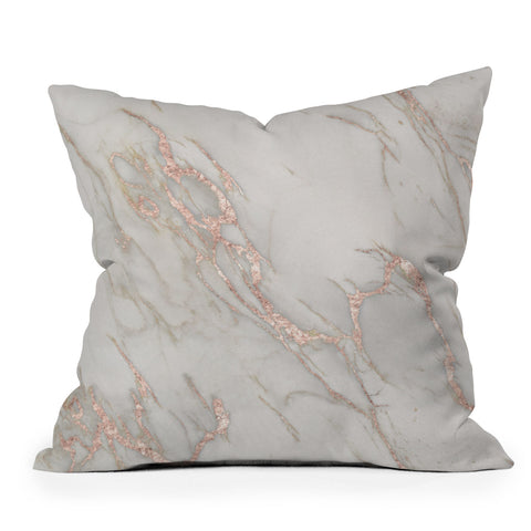 Nature Magick Pretty Rose Gold Marble Outdoor Throw Pillow