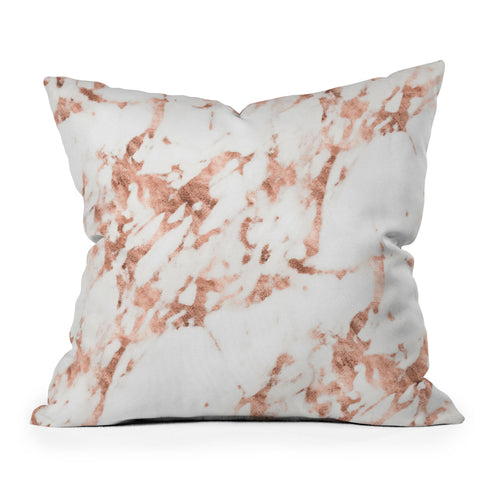 Nature Magick Rose Gold Marble Perfect Pink Outdoor Throw Pillow