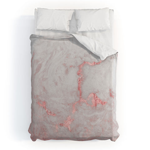 Nature Magick Rose Gold White Marble Duvet Cover