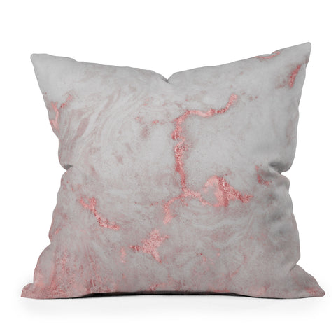 Nature Magick Rose Gold White Marble Outdoor Throw Pillow