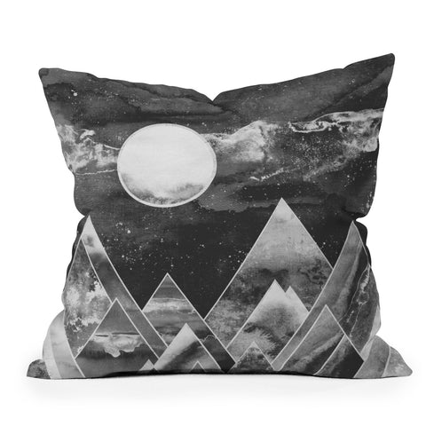 Nature Magick Silver Geometric Mountains Outdoor Throw Pillow