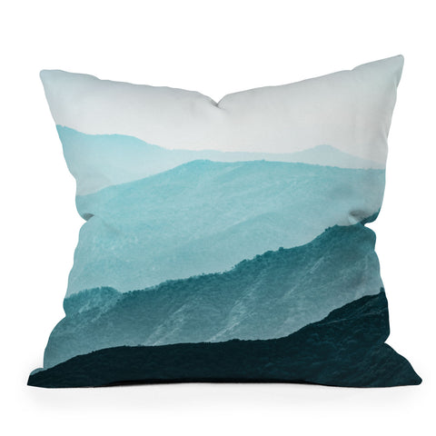 Nature Magick Teal Smoky Mountains Outdoor Throw Pillow