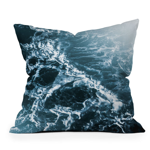 Nature Magick Teal Waves Outdoor Throw Pillow
