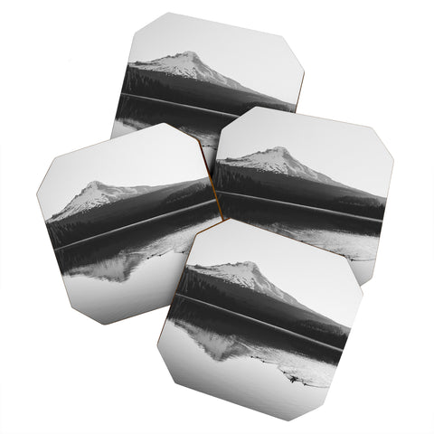 Nature Magick Wild Mountain Sunrise Black and White Coaster Set