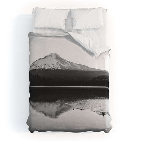 Nature Magick Wild Mountain Sunrise Black and White Duvet Cover