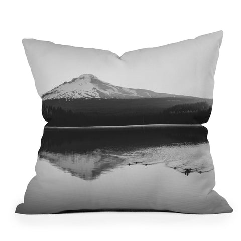Nature Magick Wild Mountain Sunrise Black and White Outdoor Throw Pillow