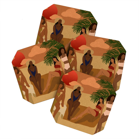 nawaalillustrations Beach I Coaster Set