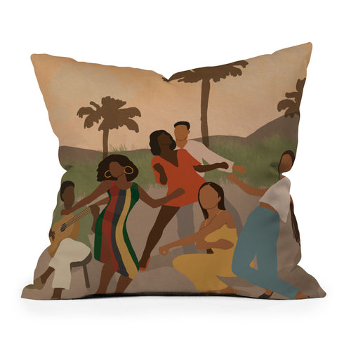 nawaalillustrations Black joy Outdoor Throw Pillow