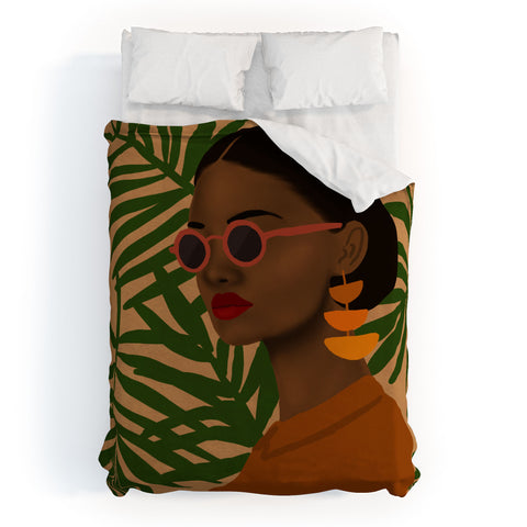 nawaalillustrations girl in shades Duvet Cover