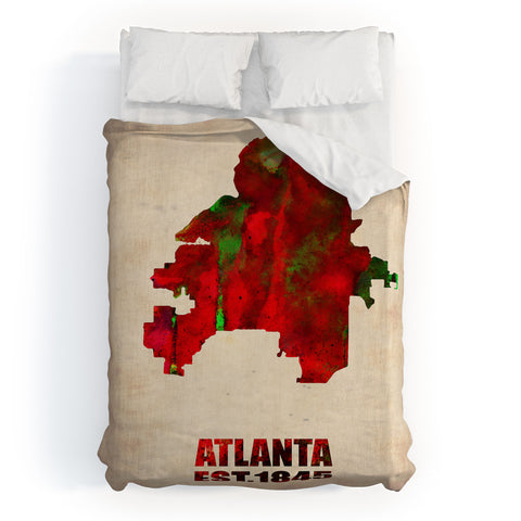 Naxart Atlanta Watercolor Map Duvet Cover