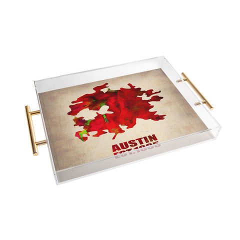 Naxart Austin Watercolor Map Acrylic Tray