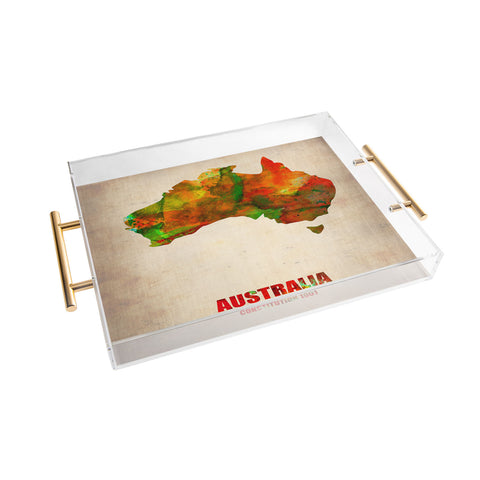 Naxart Australia Watercolor Map Acrylic Tray