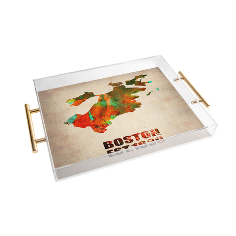 Naxart Boston Watercolor Map Acrylic Tray