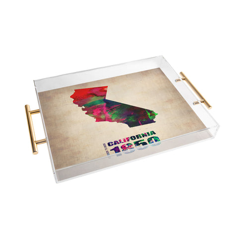 Naxart California Watercolor Map Acrylic Tray