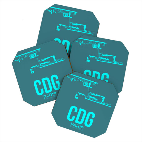 Naxart CDG Paris Poster 1 Coaster Set
