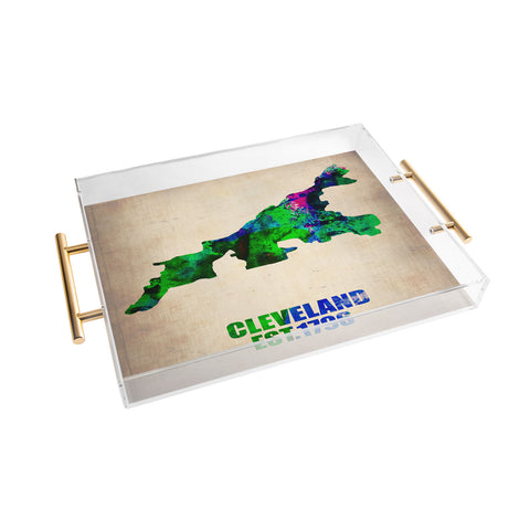 Naxart Cleveland Watercolor Map Acrylic Tray
