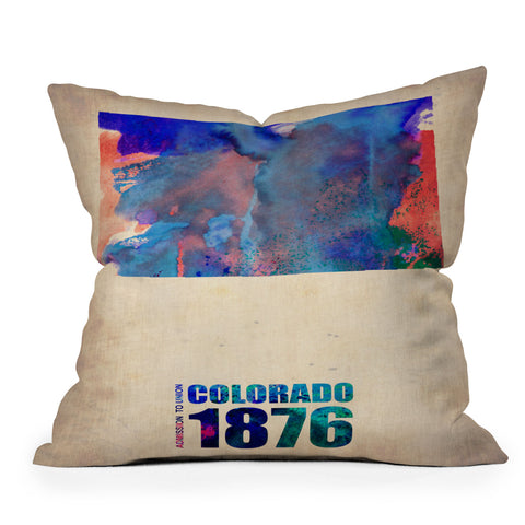 Naxart Colorado Watercolor Map Outdoor Throw Pillow