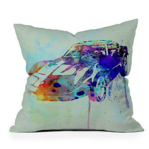 Naxart Corvette Watercolor Outdoor Throw Pillow