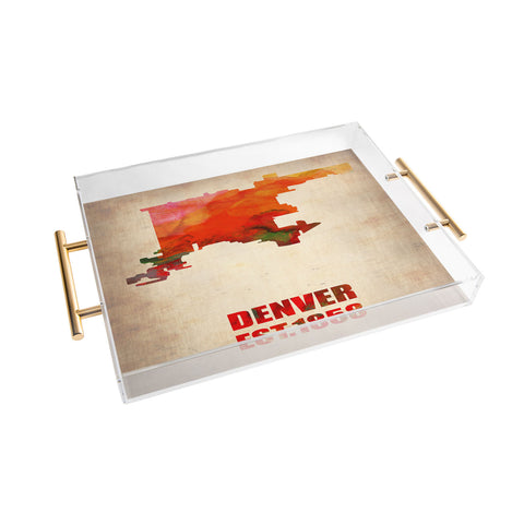 Naxart Denver Watercolor Map Acrylic Tray