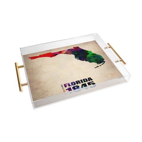 Naxart Florida Watercolor Map Acrylic Tray