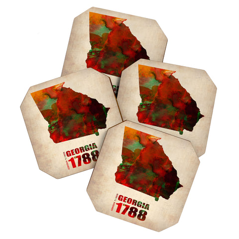 Naxart Georgia Watercolor Map Coaster Set