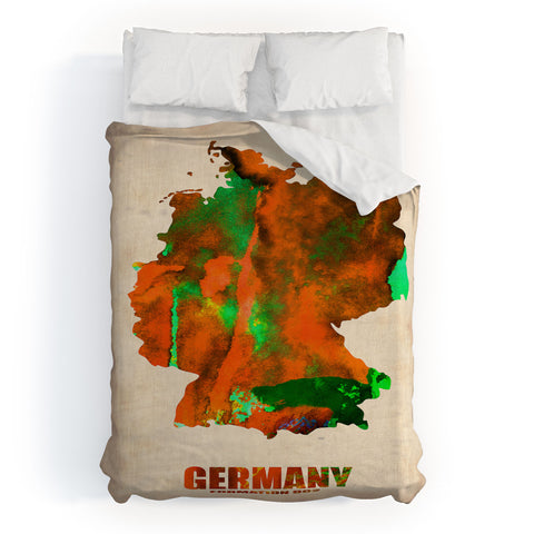 Naxart Germany Watercolor Map Duvet Cover