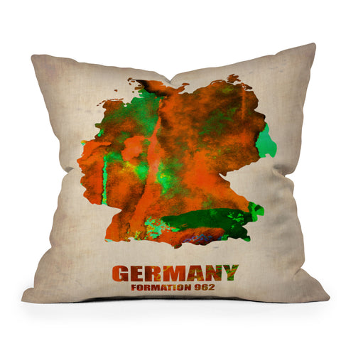Naxart Germany Watercolor Map Outdoor Throw Pillow