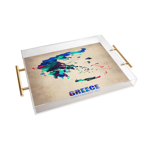 Naxart Greece Watercolor Poster Acrylic Tray