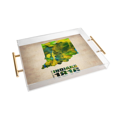 Naxart Indiana Watercolor Map Acrylic Tray