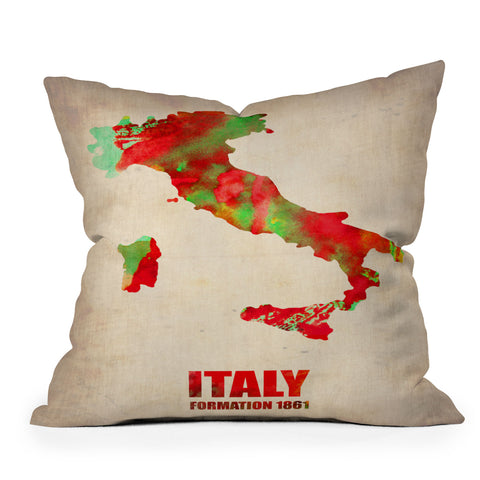 Naxart Italy Watercolor Map Outdoor Throw Pillow